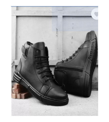 hand made mens casual black leather boots